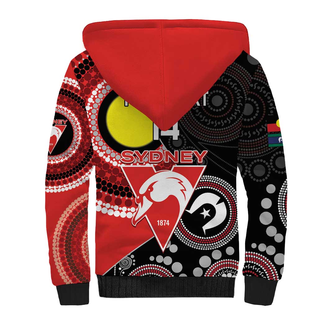 Custom AFL Swans NAIDOC Week Sherpa Hoodie Keep The Fire Burning Indigenous Art