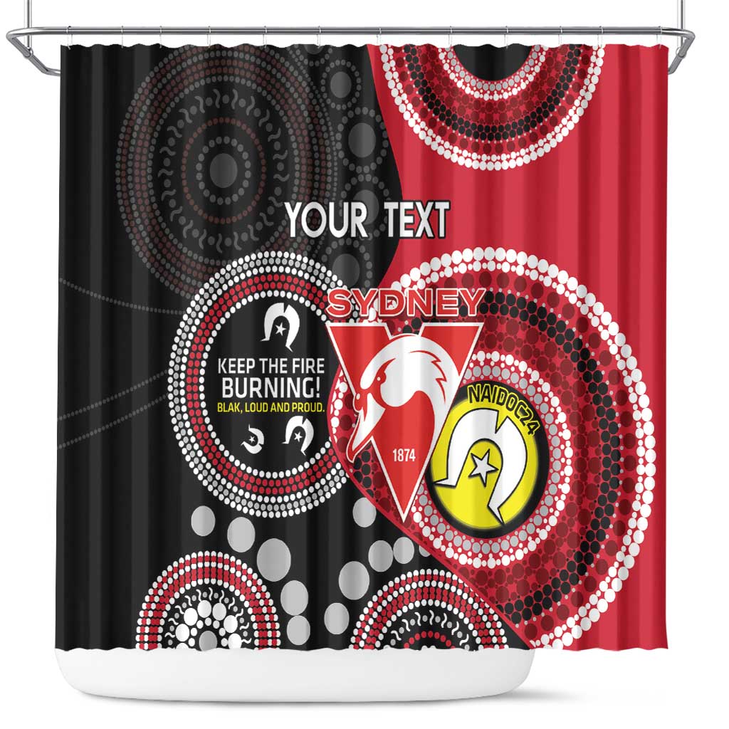 Custom AFL Swans NAIDOC Week Shower Curtain Keep The Fire Burning Indigenous Art