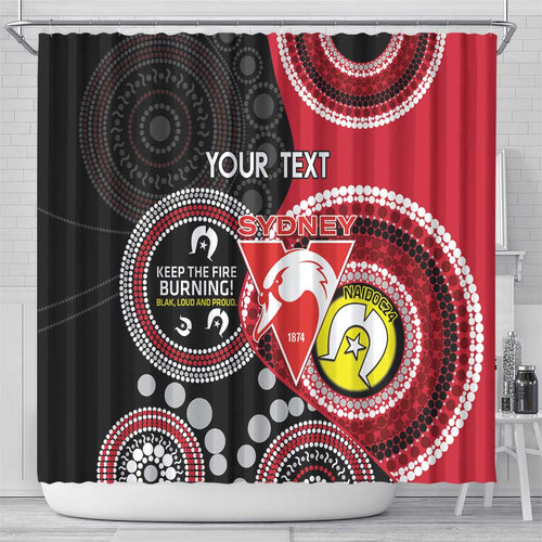 Custom AFL Swans NAIDOC Week Shower Curtain Keep The Fire Burning Indigenous Art