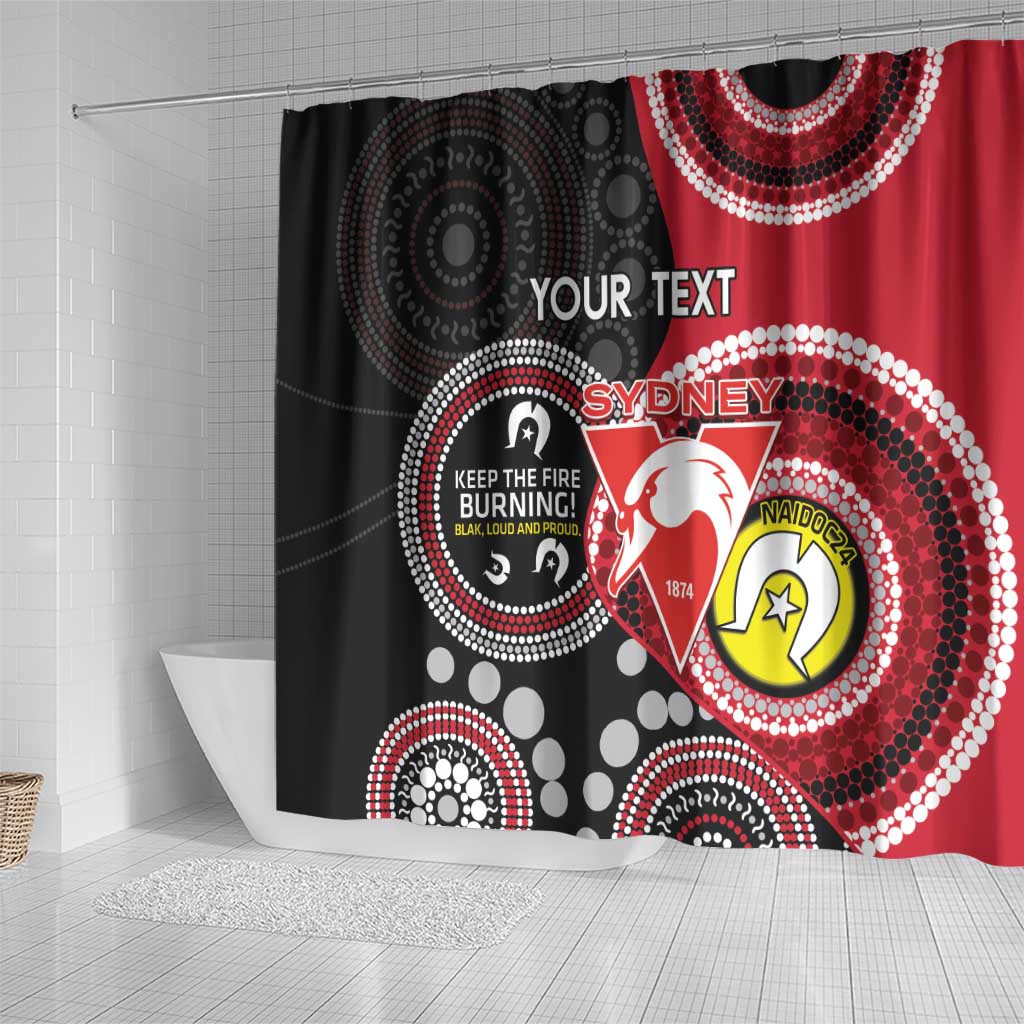 Custom AFL Swans NAIDOC Week Shower Curtain Keep The Fire Burning Indigenous Art
