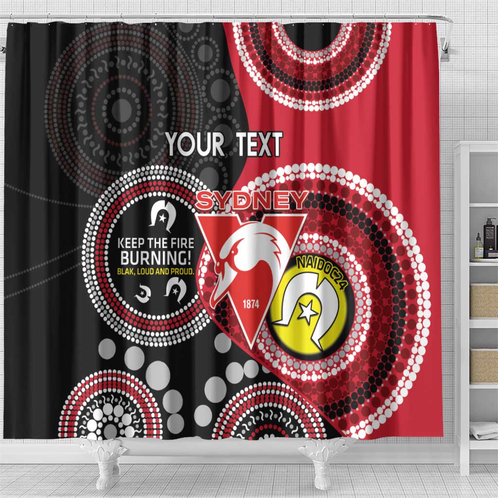 Custom AFL Swans NAIDOC Week Shower Curtain Keep The Fire Burning Indigenous Art