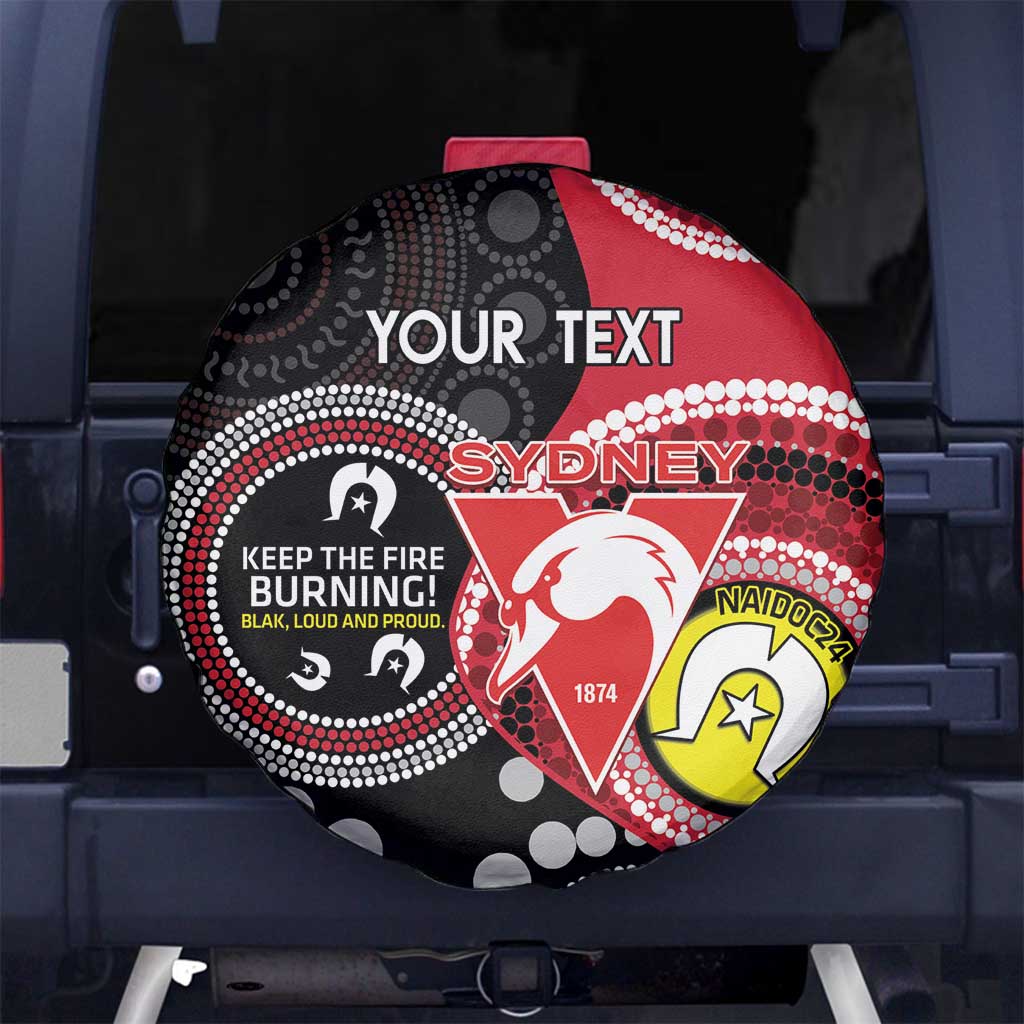 Custom AFL Swans NAIDOC Week Spare Tire Cover Keep The Fire Burning Indigenous Art