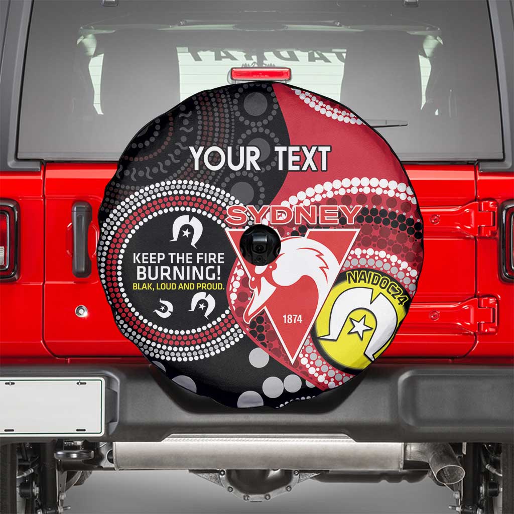 Custom AFL Swans NAIDOC Week Spare Tire Cover Keep The Fire Burning Indigenous Art
