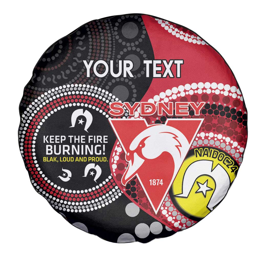 Custom AFL Swans NAIDOC Week Spare Tire Cover Keep The Fire Burning Indigenous Art