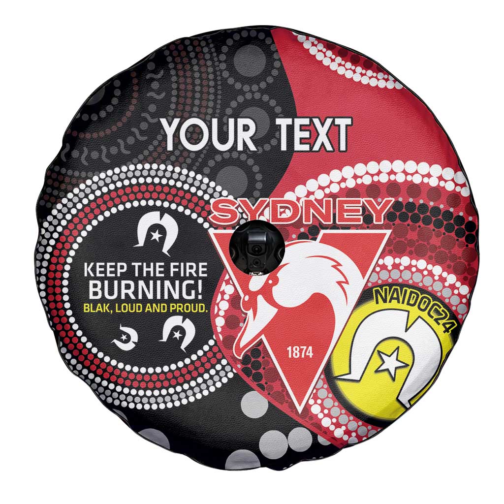 Custom AFL Swans NAIDOC Week Spare Tire Cover Keep The Fire Burning Indigenous Art