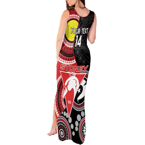 Custom AFL Swans NAIDOC Week Tank Maxi Dress Keep The Fire Burning Indigenous Art
