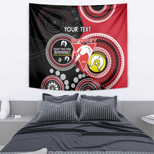 Custom AFL Swans NAIDOC Week Tapestry Keep The Fire Burning Indigenous Art