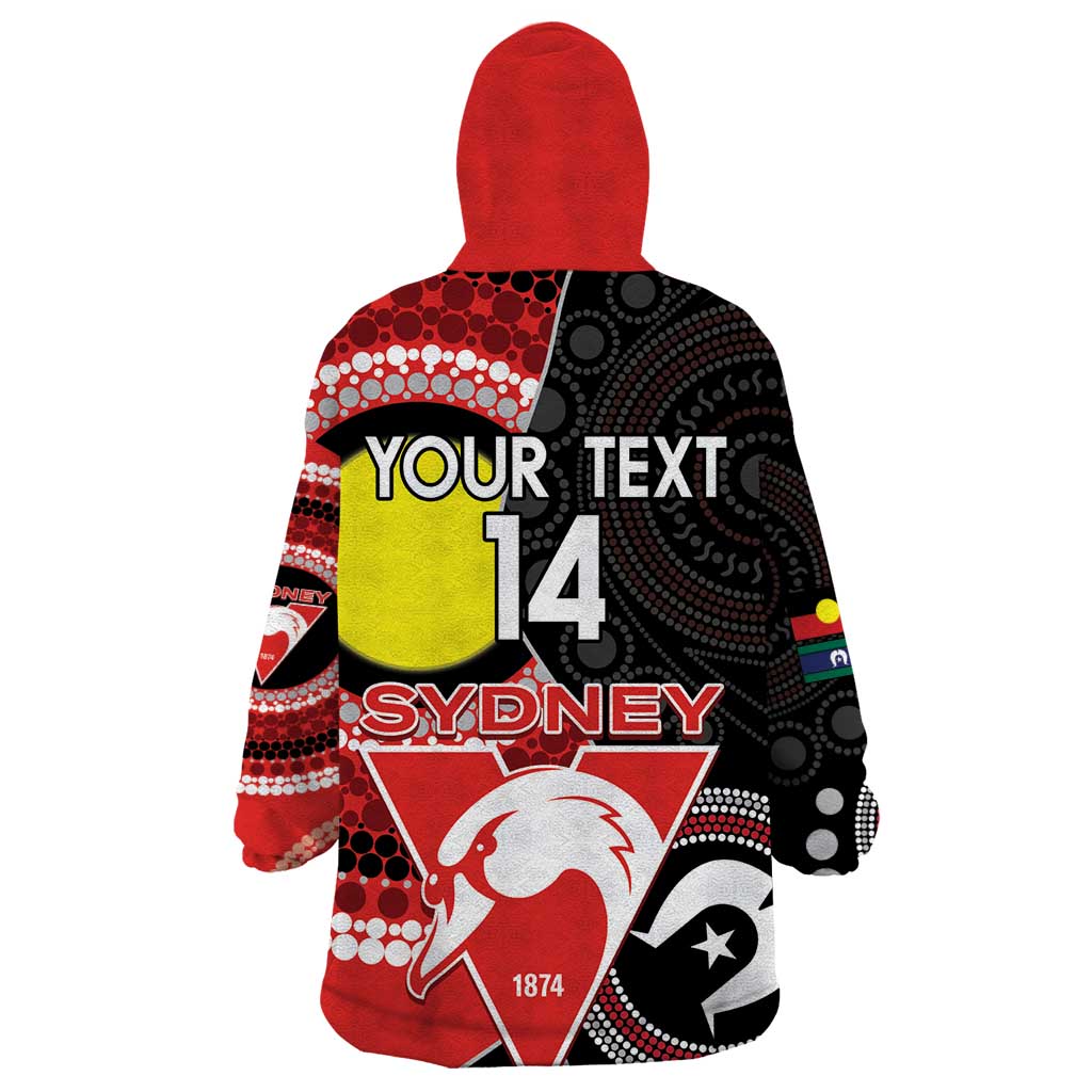 Custom AFL Swans NAIDOC Week Wearable Blanket Hoodie Keep The Fire Burning Indigenous Art