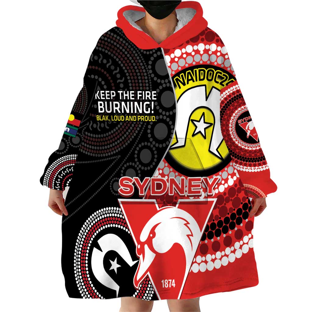 Custom AFL Swans NAIDOC Week Wearable Blanket Hoodie Keep The Fire Burning Indigenous Art