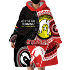 Custom AFL Swans NAIDOC Week Wearable Blanket Hoodie Keep The Fire Burning Indigenous Art