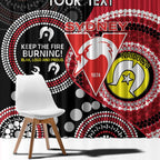 Custom AFL Swans NAIDOC Week Window Curtain Keep The Fire Burning Indigenous Art