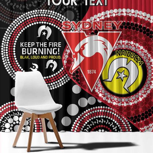 Custom AFL Swans NAIDOC Week Window Curtain Keep The Fire Burning Indigenous Art