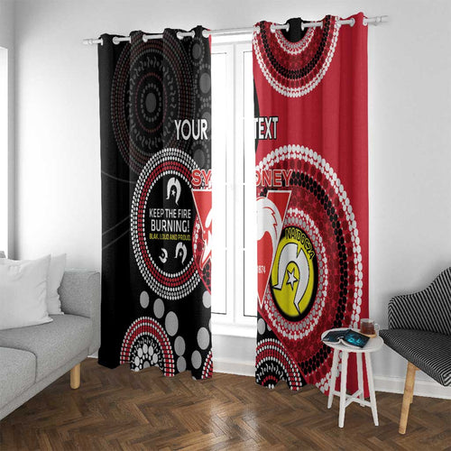 Custom AFL Swans NAIDOC Week Window Curtain Keep The Fire Burning Indigenous Art