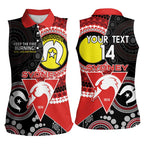 Custom AFL Swans NAIDOC Week Women Sleeveless Polo Shirt Keep The Fire Burning Indigenous Art
