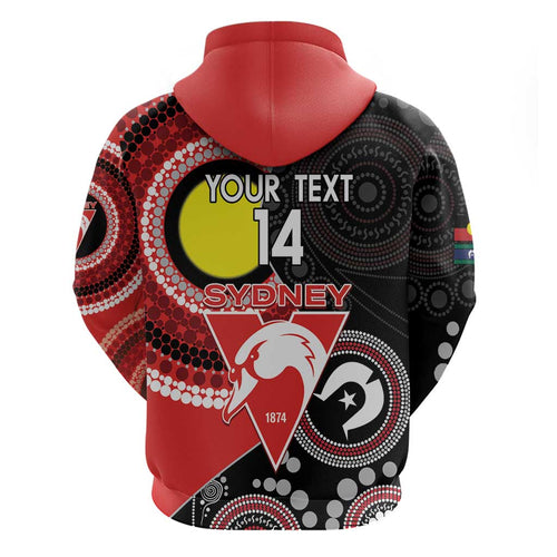 Custom AFL Swans NAIDOC Week Zip Hoodie Keep The Fire Burning Indigenous Art