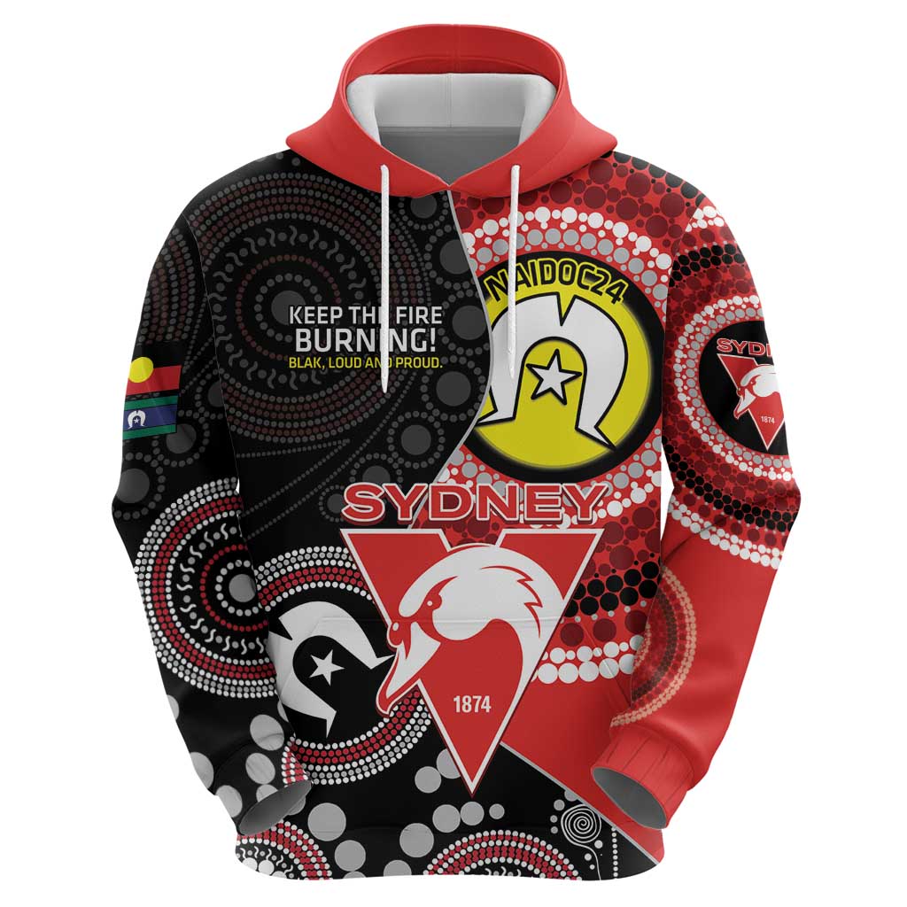 Custom AFL Swans NAIDOC Week Zip Hoodie Keep The Fire Burning Indigenous Art