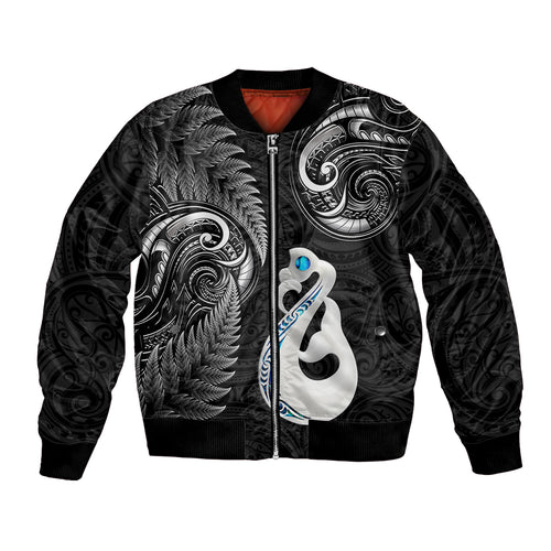 personalised-new-zealand-bomber-jacket-aotearoa-silver-fern-with-manaia-maori-unique-black
