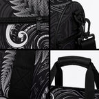 New Zealand Duffle Bag Aotearoa Silver Fern With Manaia Maori Unique Black