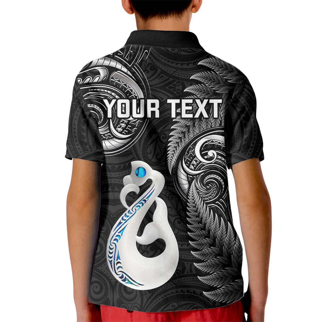 personalised-new-zealand-kid-polo-shirt-aotearoa-silver-fern-with-manaia-maori-unique-black
