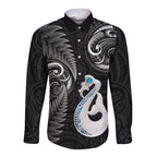 personalised-new-zealand-long-sleeve-button-shirt-aotearoa-silver-fern-with-manaia-maori-unique-black