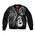 personalised-new-zealand-sleeve-zip-bomber-jacket-aotearoa-silver-fern-with-manaia-maori-unique-black