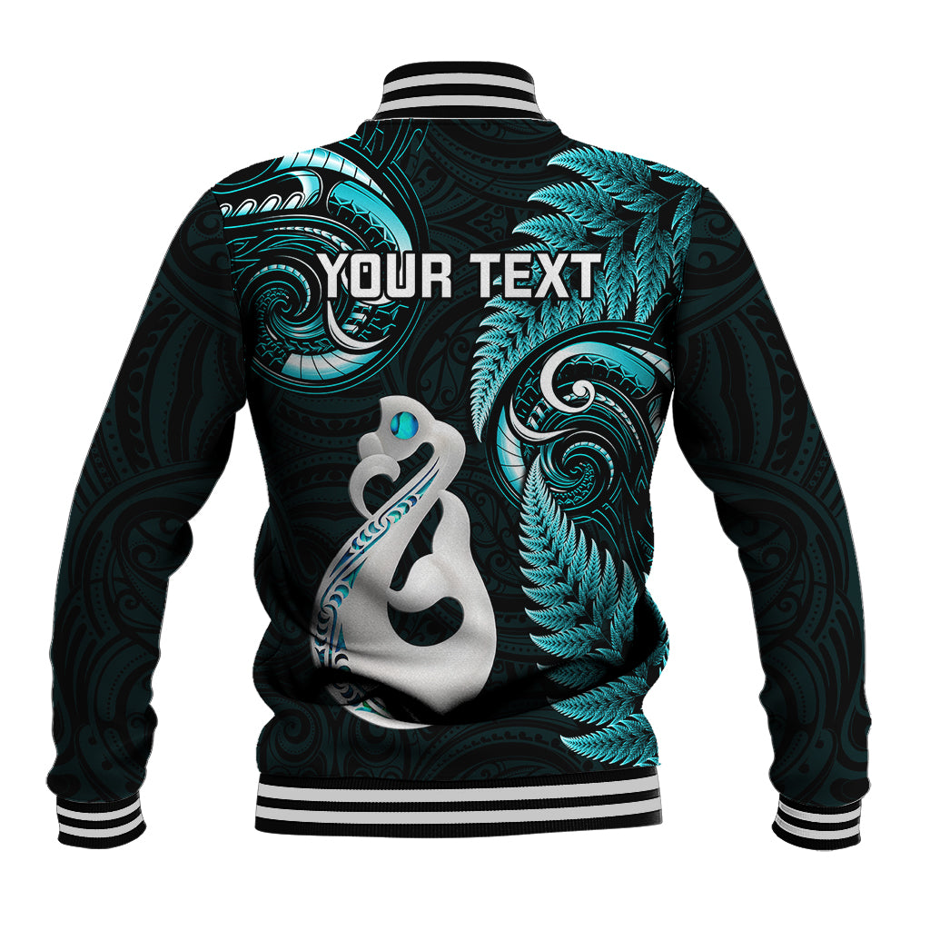 personalised-new-zealand-baseball-jacket-aotearoa-silver-fern-with-manaia-maori-unique-turquoise