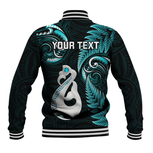 personalised-new-zealand-baseball-jacket-aotearoa-silver-fern-with-manaia-maori-unique-turquoise
