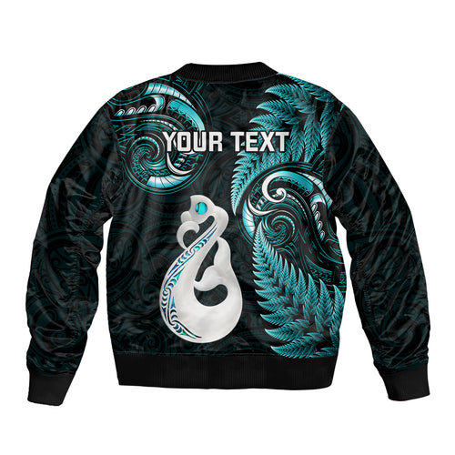 personalised-new-zealand-bomber-jacket-aotearoa-silver-fern-with-manaia-maori-unique-turquoise