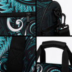 New Zealand Duffle Bag Aotearoa Silver Fern With Manaia Maori Unique Turquoise