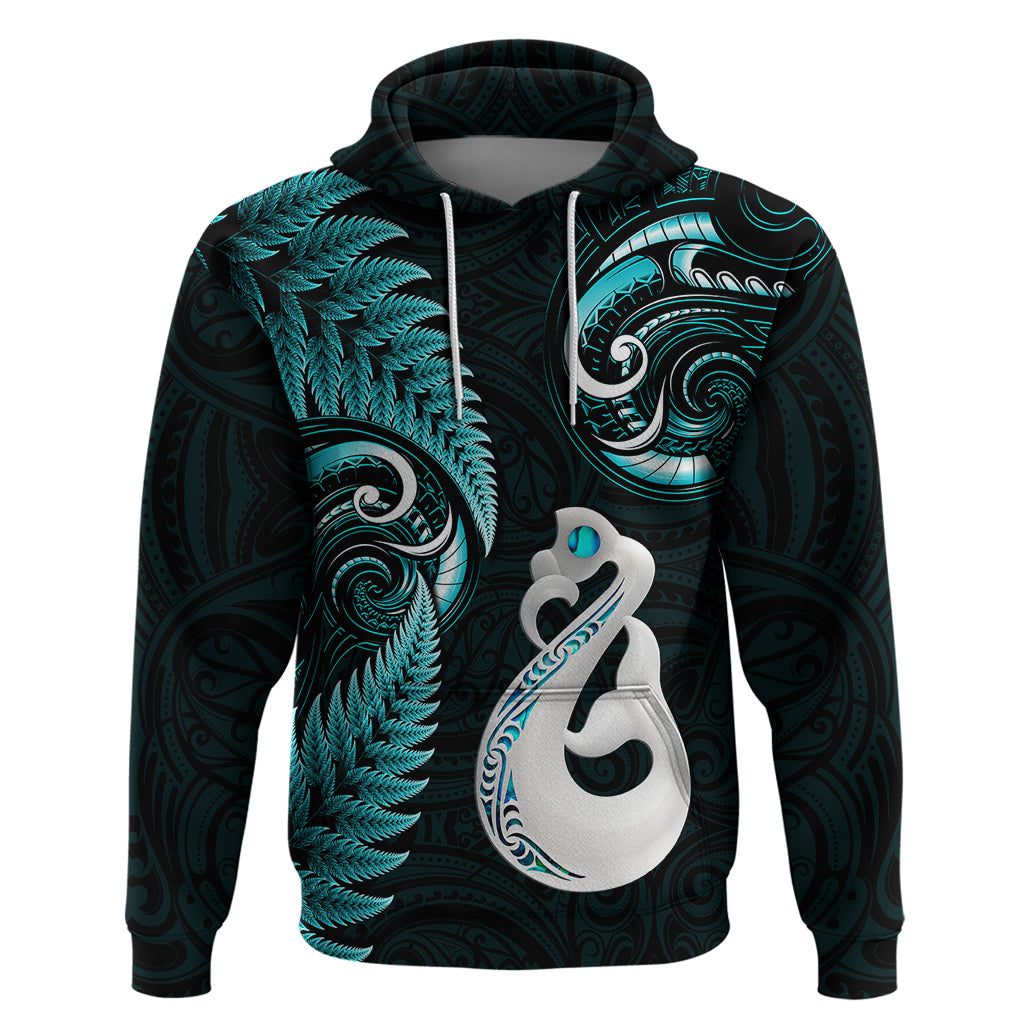 personalised-new-zealand-hoodie-aotearoa-silver-fern-with-manaia-maori-unique-turquoise