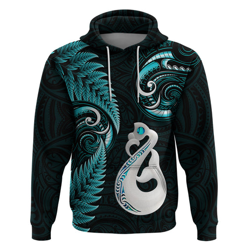 personalised-new-zealand-hoodie-aotearoa-silver-fern-with-manaia-maori-unique-turquoise