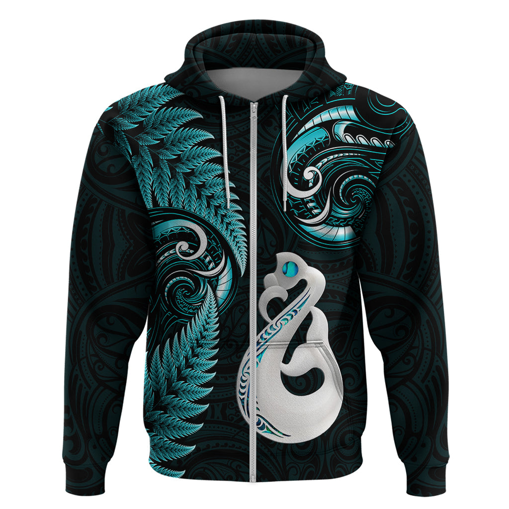 personalised-new-zealand-hoodie-aotearoa-silver-fern-with-manaia-maori-unique-turquoise