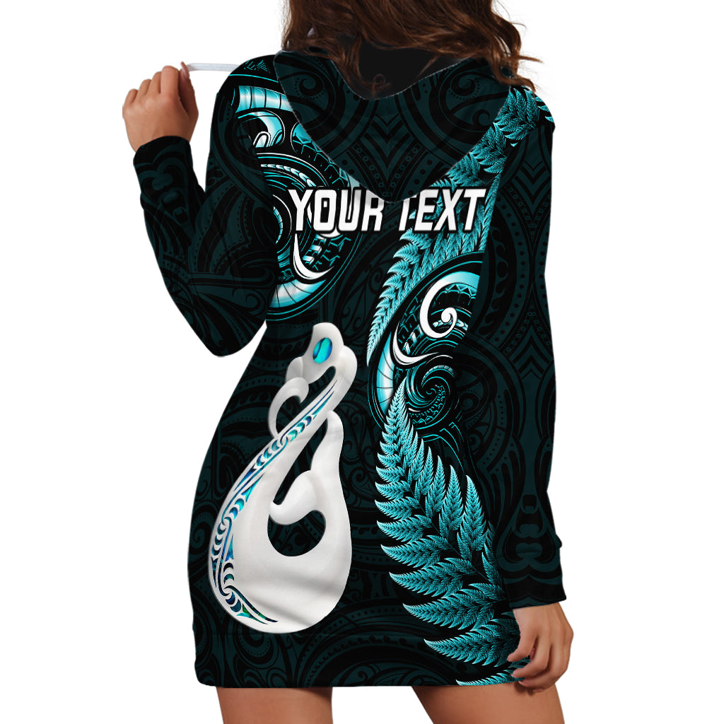personalised-new-zealand-hoodie-dress-aotearoa-silver-fern-with-manaia-maori-unique-turquoise