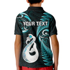 personalised-new-zealand-kid-polo-shirt-aotearoa-silver-fern-with-manaia-maori-unique-turquoise