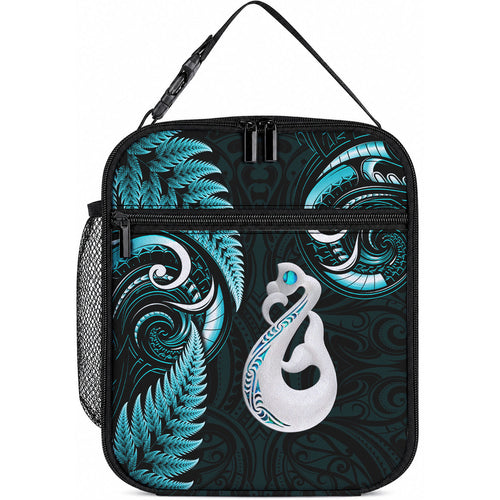 New Zealand Lunch Bag Aotearoa Silver Fern With Manaia Maori Unique Turquoise