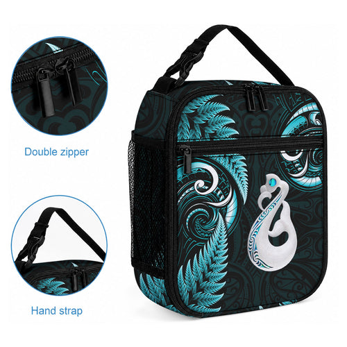 New Zealand Lunch Bag Aotearoa Silver Fern With Manaia Maori Unique Turquoise