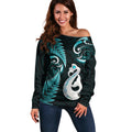 personalised-new-zealand-off-shoulder-sweater-aotearoa-silver-fern-with-manaia-maori-unique-turquoise
