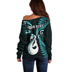 personalised-new-zealand-off-shoulder-sweater-aotearoa-silver-fern-with-manaia-maori-unique-turquoise