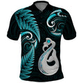 personalised-new-zealand-polo-shirt-aotearoa-silver-fern-with-manaia-maori-unique-turquoise