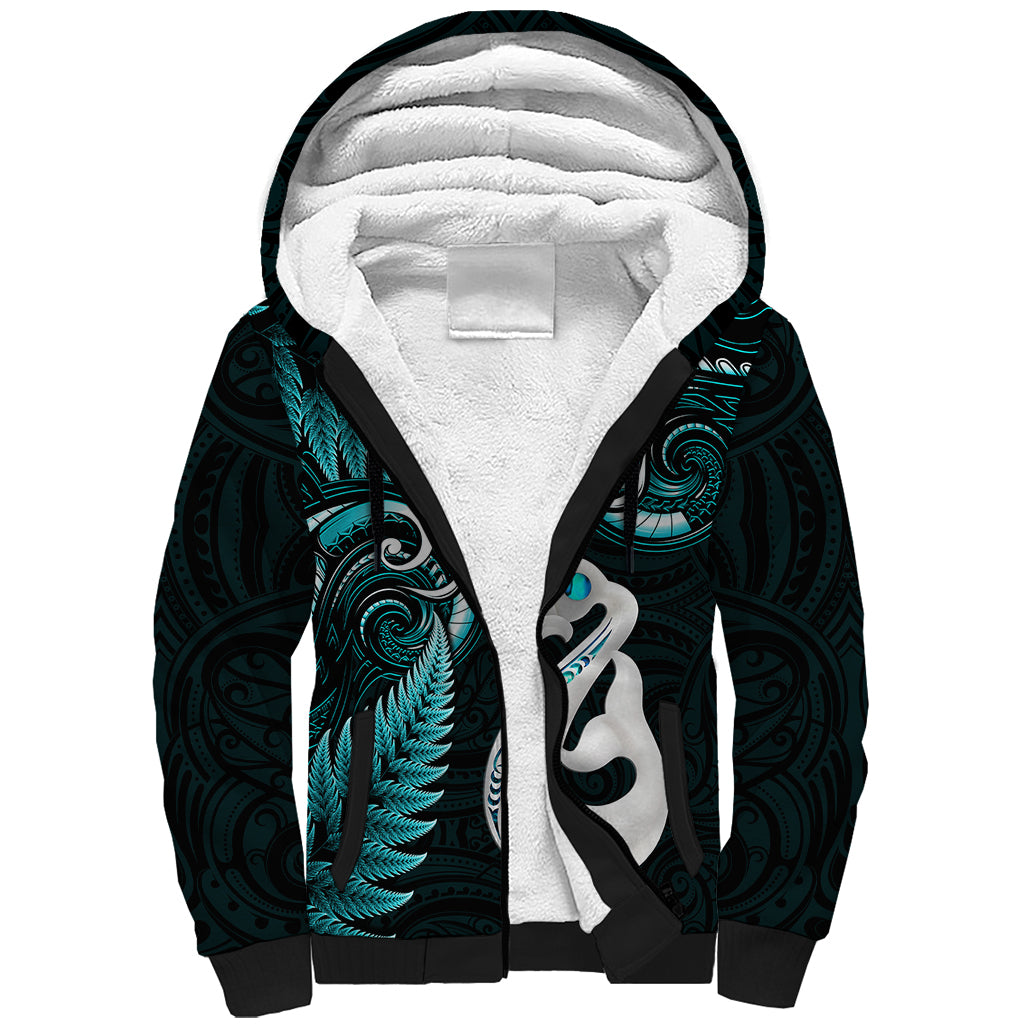 personalised-new-zealand-sherpa-hoodie-aotearoa-silver-fern-with-manaia-maori-unique-turquoise
