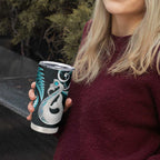 New Zealand Tumbler Cup Aotearoa Silver Fern With Manaia Maori Unique Turquoise