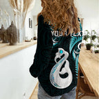 Personalised New Zealand Women Casual Shirt Aotearoa Silver Fern With Manaia Maori Unique Turquoise LT14