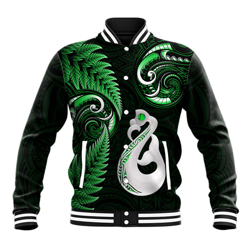 personalised-new-zealand-baseball-jacket-aotearoa-silver-fern-with-manaia-maori-unique-green