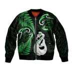 personalised-new-zealand-bomber-jacket-aotearoa-silver-fern-with-manaia-maori-unique-green