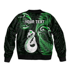personalised-new-zealand-bomber-jacket-aotearoa-silver-fern-with-manaia-maori-unique-green