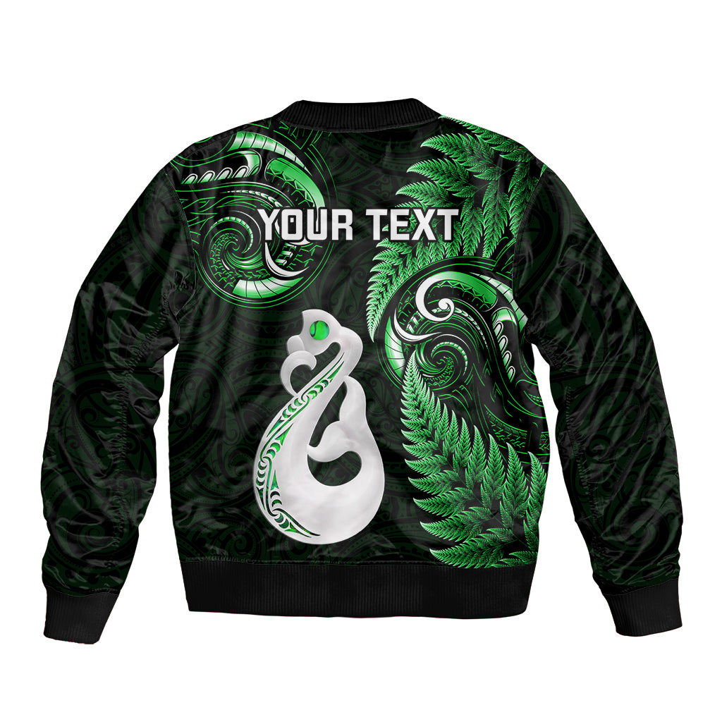 personalised-new-zealand-bomber-jacket-aotearoa-silver-fern-with-manaia-maori-unique-green