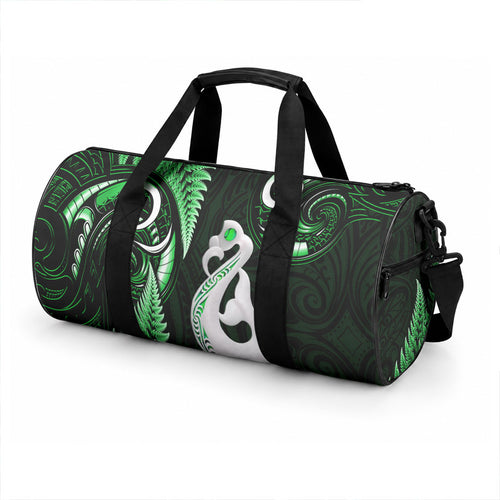 New Zealand Duffle Bag Aotearoa Silver Fern With Manaia Maori Unique Green