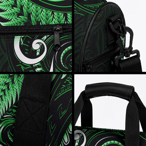 New Zealand Duffle Bag Aotearoa Silver Fern With Manaia Maori Unique Green