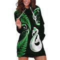 personalised-new-zealand-hoodie-dress-aotearoa-silver-fern-with-manaia-maori-unique-green