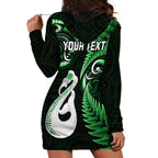 personalised-new-zealand-hoodie-dress-aotearoa-silver-fern-with-manaia-maori-unique-green